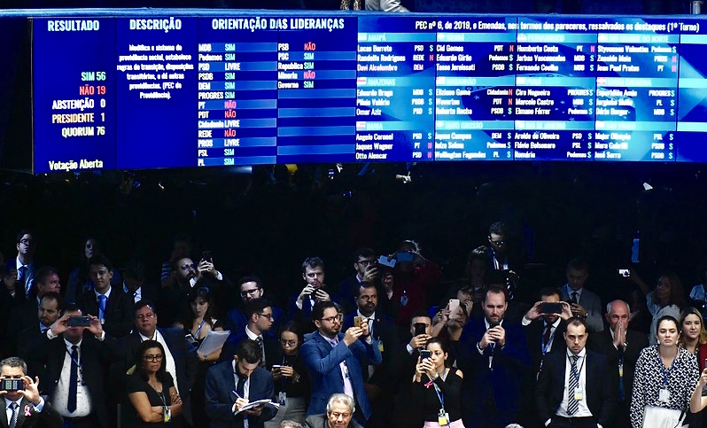 Plenário do Senado após votação da reforma em 1° turno