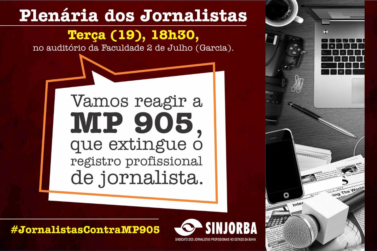 Imagem de Extinção de registro profissional é tema de plenária de jornalistas Imagem de Extinção de registro profissional é tema de plenária de jornalistas