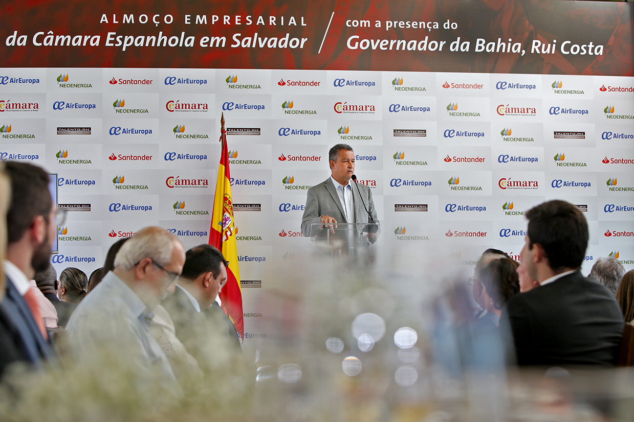 Governador Rui Costa (PT) durante encontro empresarial da Câmara Espanhola em Salvador Governador Rui Costa (PT) durante encontro empresarial da Câmara Espanhola em Salvador