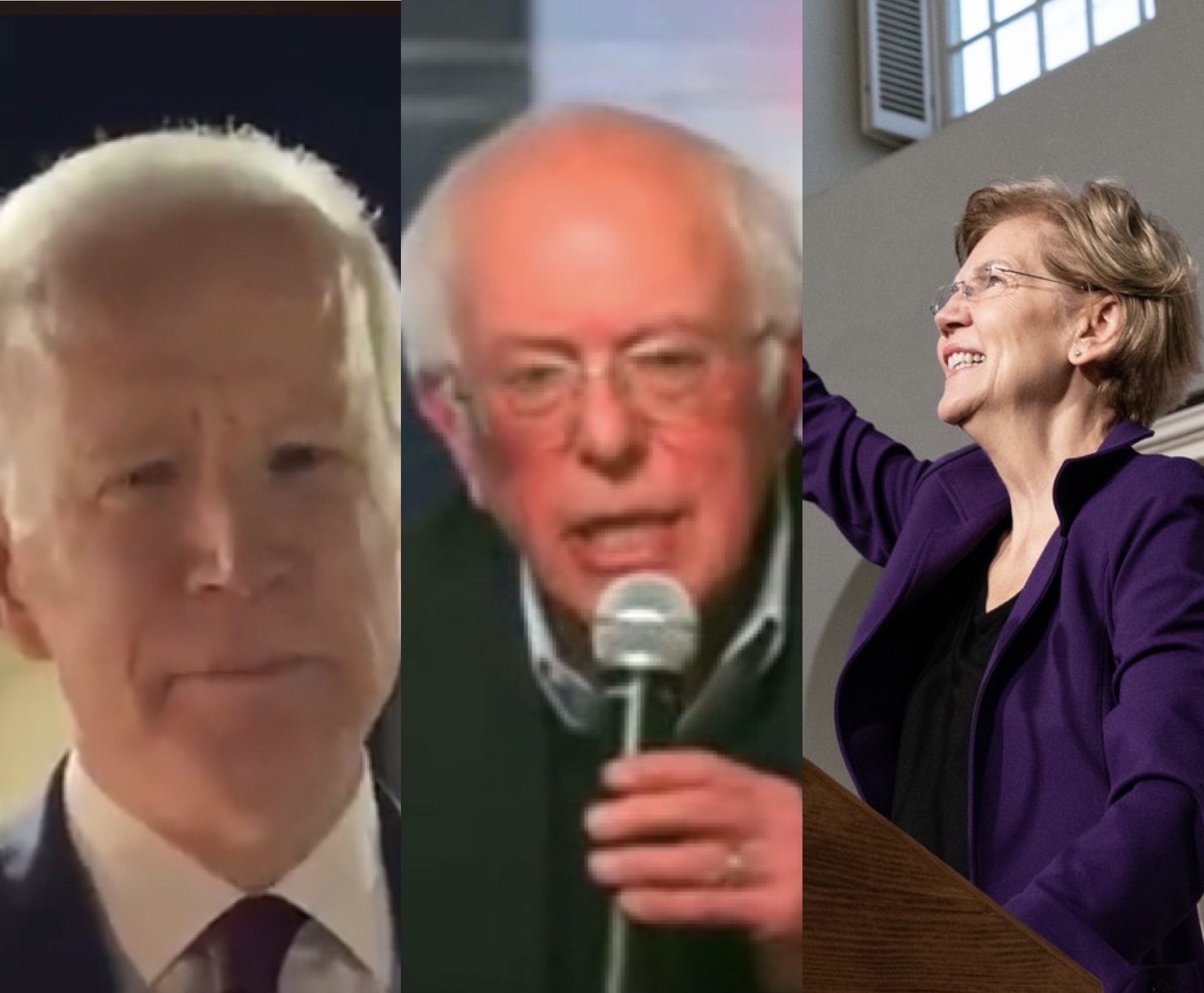Joe Biden, Bernie Sanders e Elizabeth Warren
