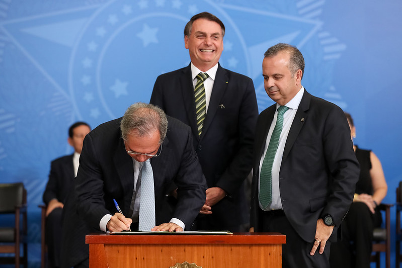 Paulo Guedes, Jair Bolsonaro e Rogério Marinho Paulo Guedes, Jair Bolsonaro e Rogério Marinho