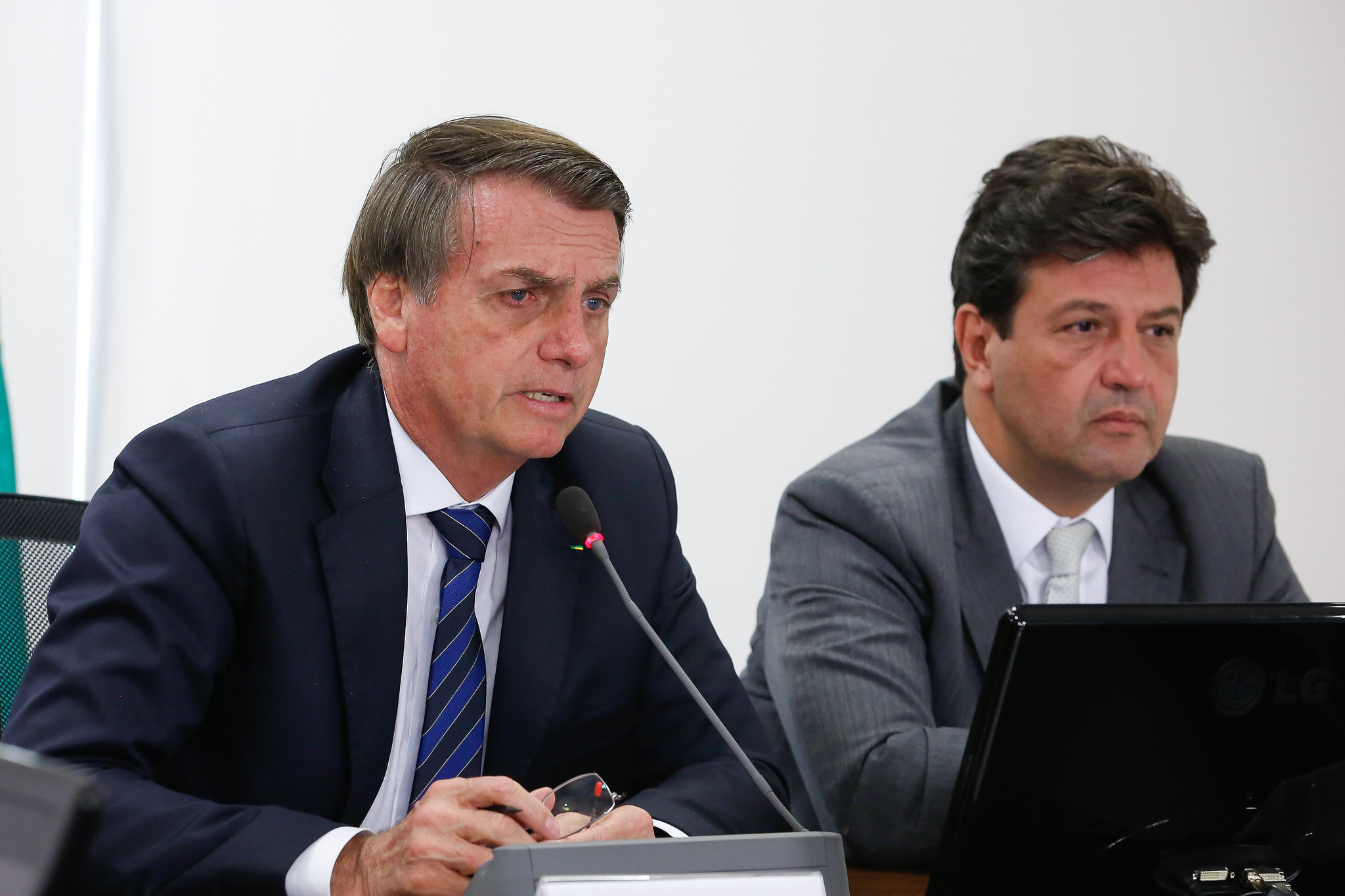 O presidente Jair Bolsonaro e o ministro da Saúde, Luiz Henrique Mandetta