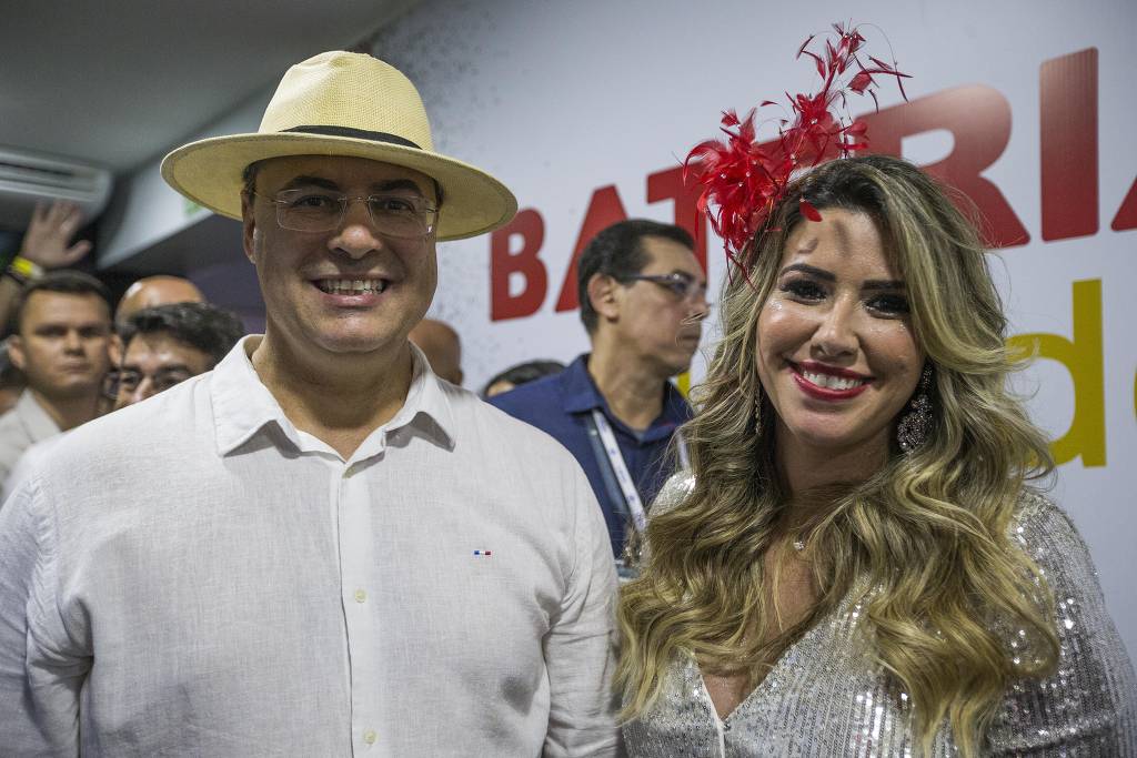 O governador do Rio, Wilson Witzel, e sua mulher, Helena, no Carnaval deste ano