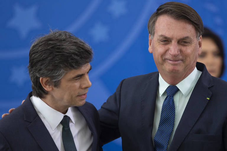 Ministro Nelson Teich (Saúde) e o presidente Jair Bolsonaro