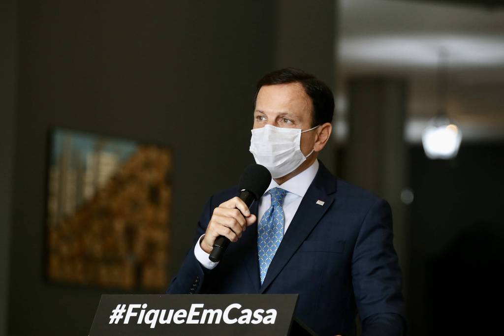 O governador de São Paulo, João Doria, durante entrevista sobre a pandemia da Covid-19