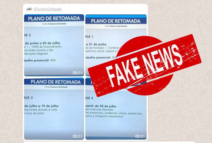 Imagem de Fake News: "Plano de retomada" divulgado no WhatsApp não é da Bahia