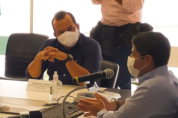 O prefeito ACM Neto (DEM) e o presidente da Câmara de Salavador, Geraldo Jr. (MDB)