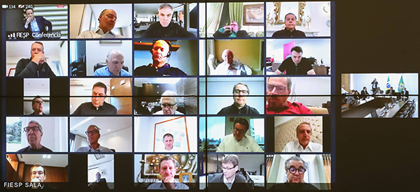 Videoconferência de Jair Bolsonaro com empresários; live foi organizada pelo presidente da Fiesp (Federação das Indústrias do Estado de São Paulo), Paulo Skaf