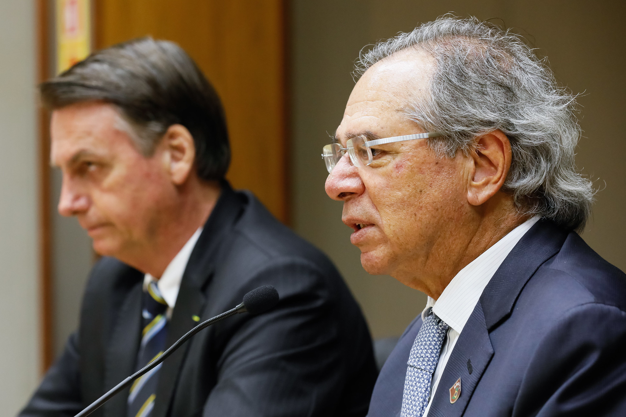O presidente da República, Jair Bolsonaro e o ministro da Economia, Paulo Guedes