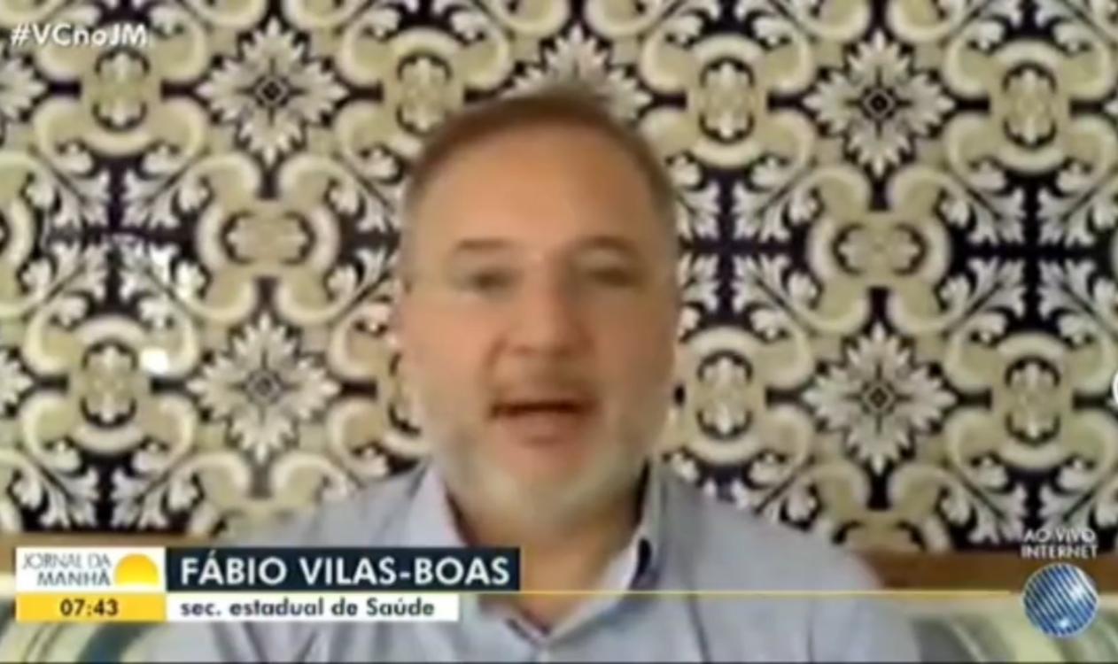 Na imagem, o secretário Fábio Vilas-Boas em entrevista à TV Bahia na manhã de hoje