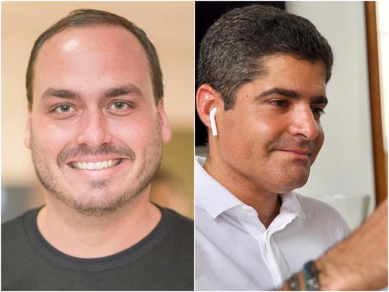 Na imagem, o vereador Carlos Bolsonaro à esquerda e o prefeito ACM Neto à direita Na imagem, o vereador Carlos Bolsonaro à esquerda e o prefeito ACM Neto à direita