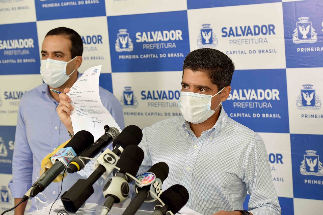 Na imagem, o prefeito ACM Neto e o vice-prefeito Bruno Reis, pré-candidato à Prefeitura de Salvador pelo DEM