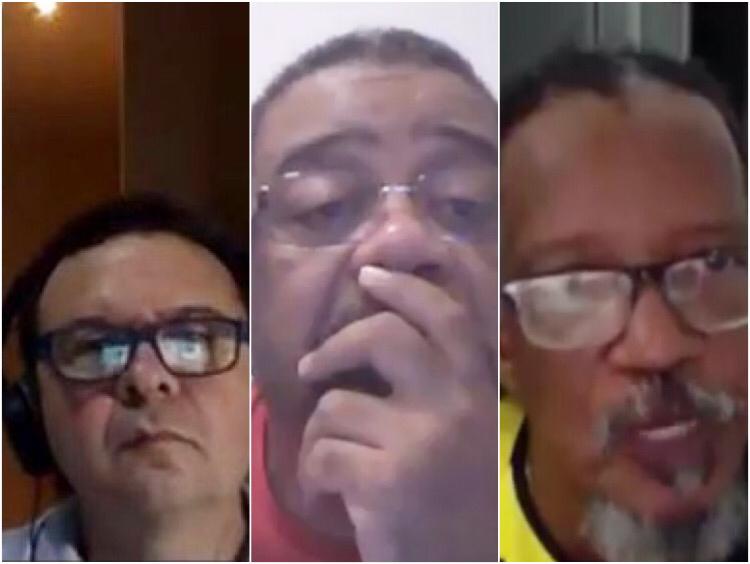 Raul Monteiro, Elias e João Jorge ontem na live "O novo normal na Roma Negra", promovida pelo Política Livre