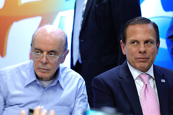Serra e Doria durante evento no Diretório Estadual do PSDB, em julho de 2019