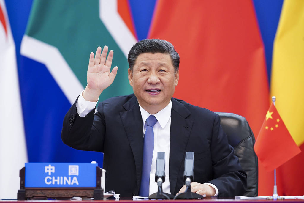 O líder chinês, Xi Jinping, durante reunião de cúpula com países africanos para tratar de ações ao combate à Covid-19