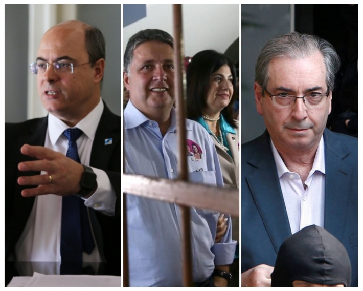 O governador do Rio de Janeiro Wilson Witzel (PSC), os ex-governadores Anthony e Rosinha Garotinho e o ex-deputado Eduardo Cunha