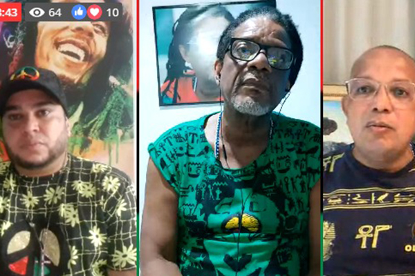 Os cantores Lucas Di Fiori e Lazinho com o vereador Suíca 