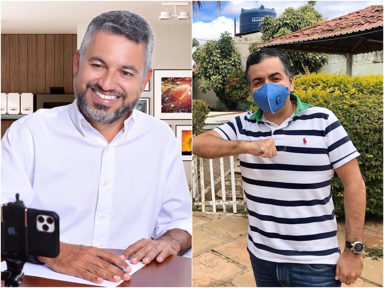 Na imagem, os candidatos à Prefeitura de Irecê, Elmo Vaz e Luizinho Sobral, do PSB e Podemos, respectivamente