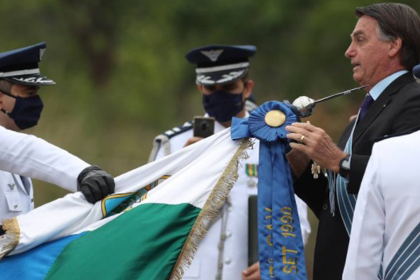 O presidente Jair Bolsonaro em evento da Força Aérea Brasileira (FAB) nesta sexta-feira, 23