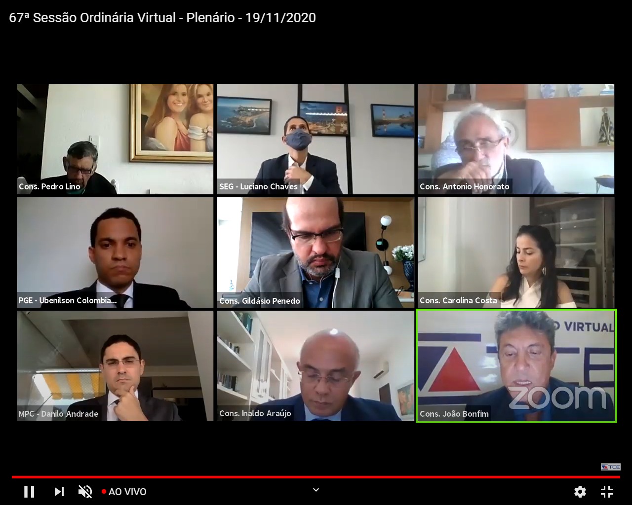 Sessão plenária desta quinta-feira (19)