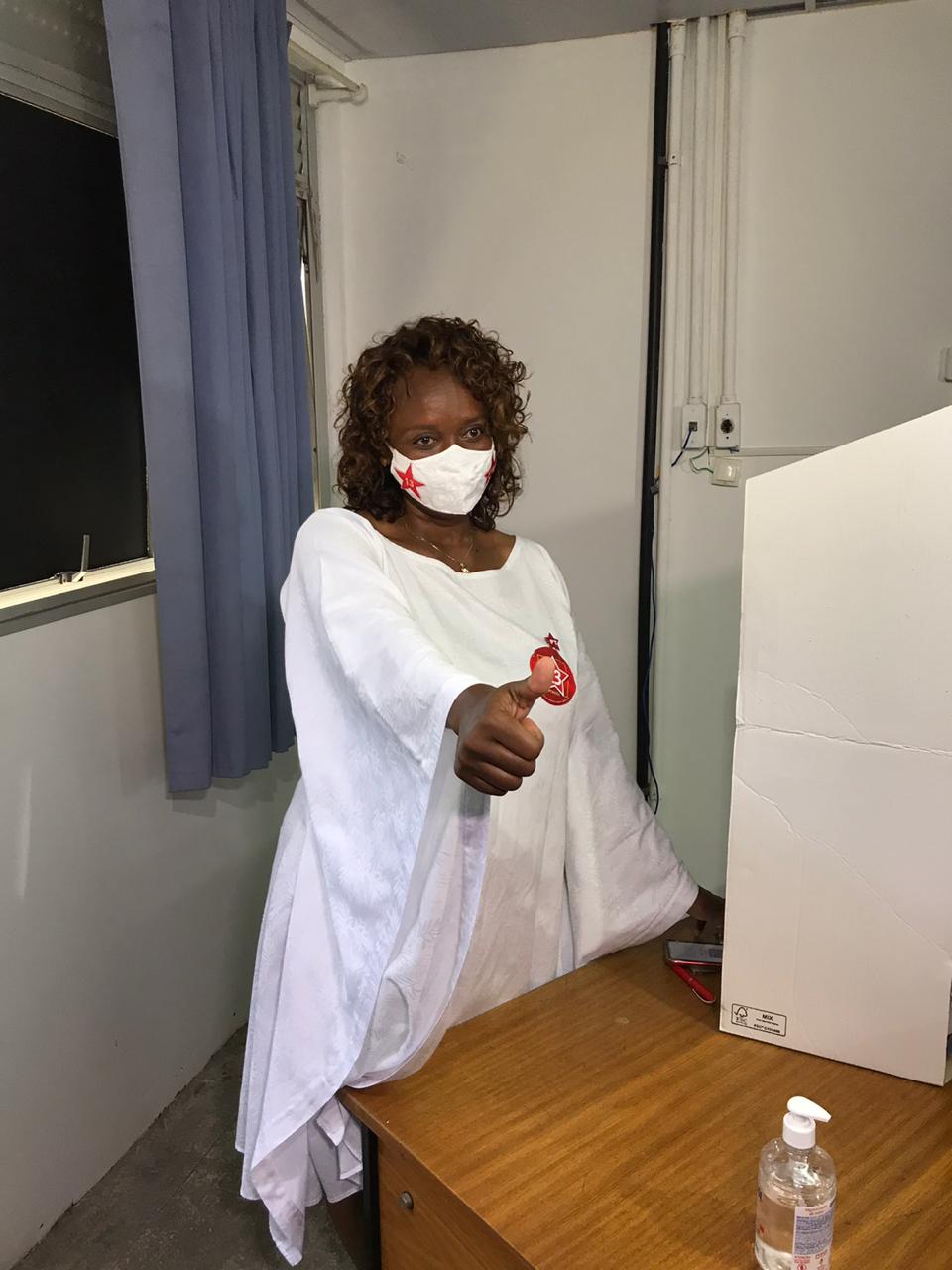 Na imagem, Major Denice, candidata à Prefeitura de Salvador pelo PT