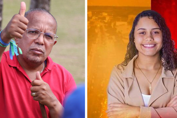 O vereador Suíca (PT) e a mais jovem vereadora eleita do país Talyta Oliveira (PT)