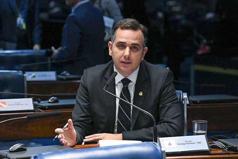 O senador Rodrigo Pacheco (DEM-MG), candidato de Davi Alcolumbre à presidência do Senado