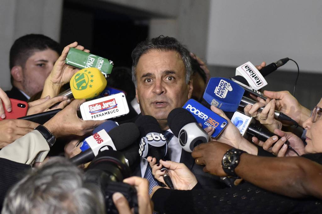 O deputado federal Aécio Neves (PSDB-MG) durante entrevista em 2018
