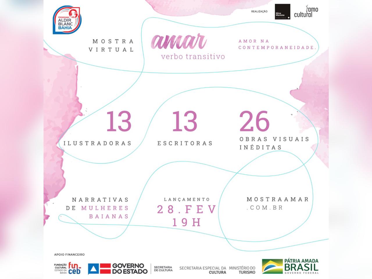 Ilustradoras e escritoras baianas transformam impressões sobre o amor em obras exclusivas para a Exposição Virtual Amar, Verbo Transitivo