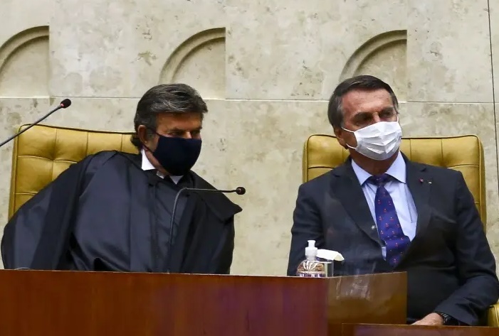 O presidente do Supremo Tribunal Federal (STF), ministro Luiz Fux, ao lado do presidente Jair Bolsonaro
