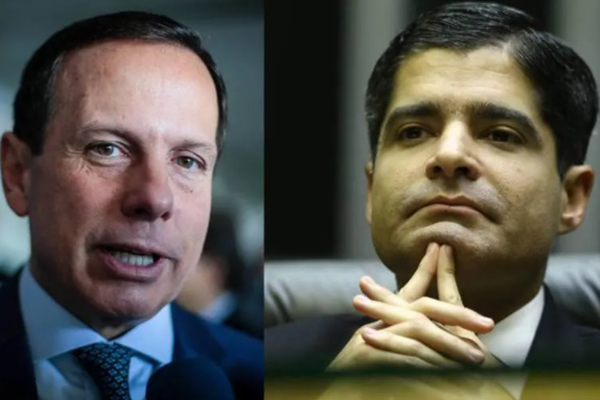 O governador de São Paulo, João Doria (PSDB), e o presidente nacional do DEM, ACM Neto