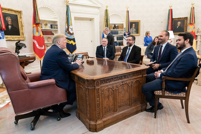 O então presidente dos Estados Unidos, Donald Trump, recebe comitiva brasileira na Casa Branca O então presidente dos Estados Unidos, Donald Trump, recebe comitiva brasileira na Casa Branca