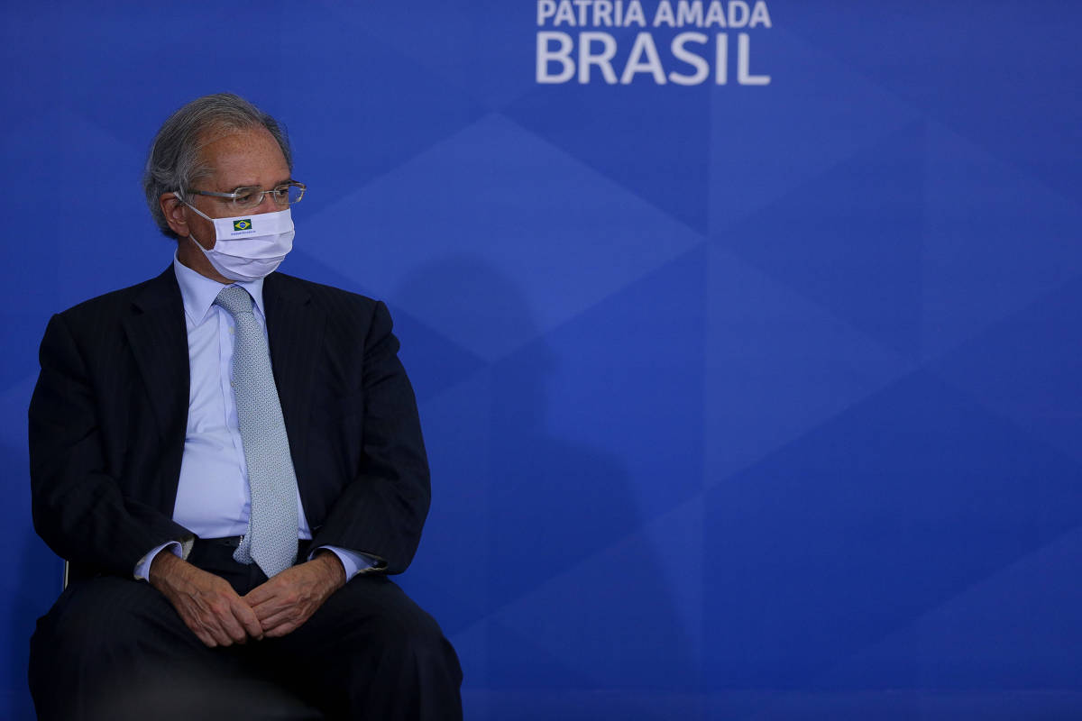 O ministro Paulo Guedes (Economia) durante cerimônia no Palácio do Planalto O ministro Paulo Guedes (Economia) durante cerimônia no Palácio do Planalto