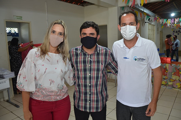 Secretária da Educação, Rebeca Matos, prefeito Marcus Sarmento e o secretário da Saúde, Amarildo Schramm Secretária da Educação, Rebeca Matos, prefeito Marcus Sarmento e o secretário da Saúde, Amarildo Schramm