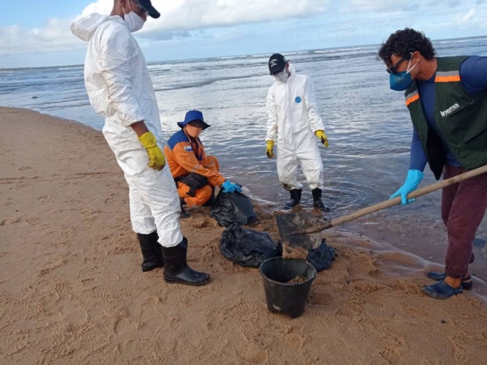Retirada do material da costa baiana envolveu equipe de 35 pessoas, entre técnicos e biólogos
