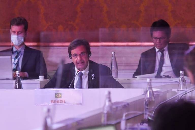 Gilson Machado Neto, do Turismo, durante o encontro de ministros da Cultura na Itália Gilson Machado Neto, do Turismo, durante o encontro de ministros da Cultura na Itália