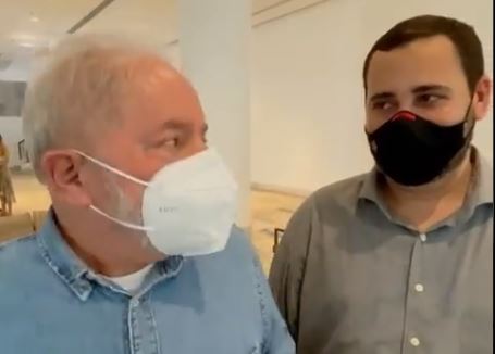 Ex-presidente Lula e o presidente estadual do PT, Éden Valadares