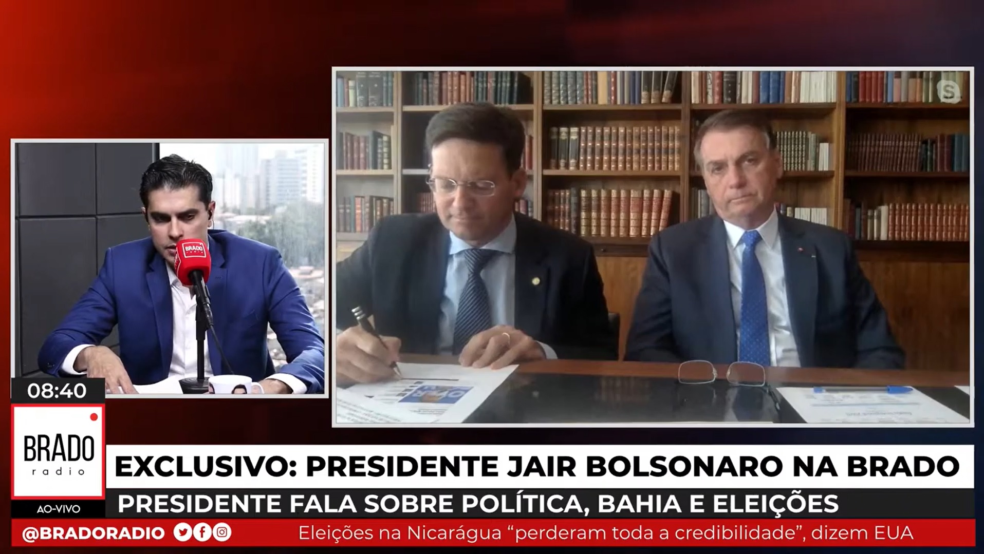 Aleluia tencionava aparecer sozinho na entrevista com Bolsonaro, que, entretanto, botou Roma ao seu lado para falar