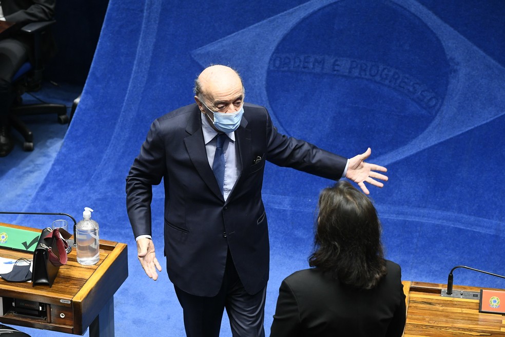 O senador José Serra (PSDB), em sessão no Plenário do Senado em fevereiro de 2021 O senador José Serra (PSDB), em sessão no Plenário do Senado em fevereiro de 2021