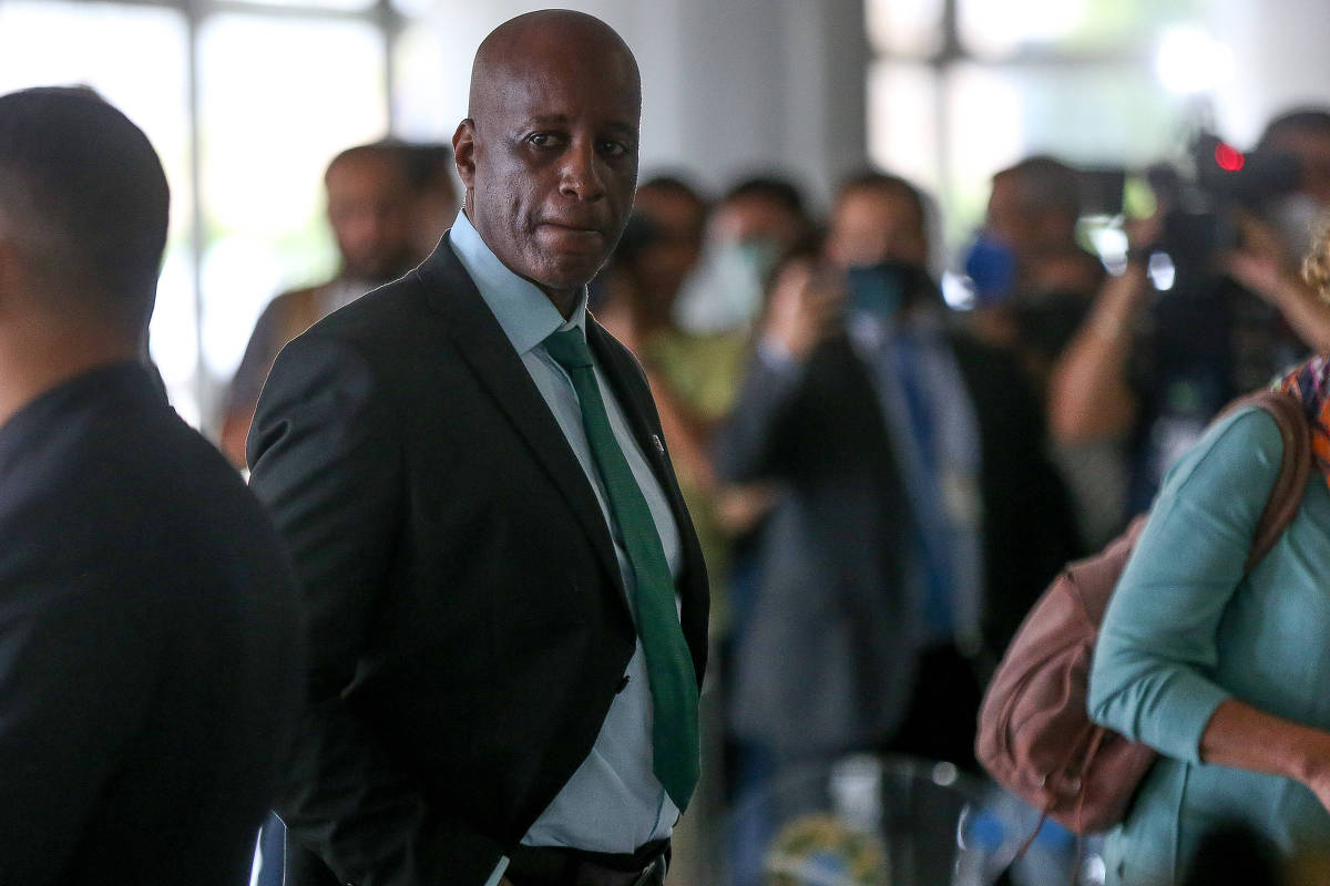 O presidente da Fundação Palmares, Sérgio Camargo, no Palácio do Planalto