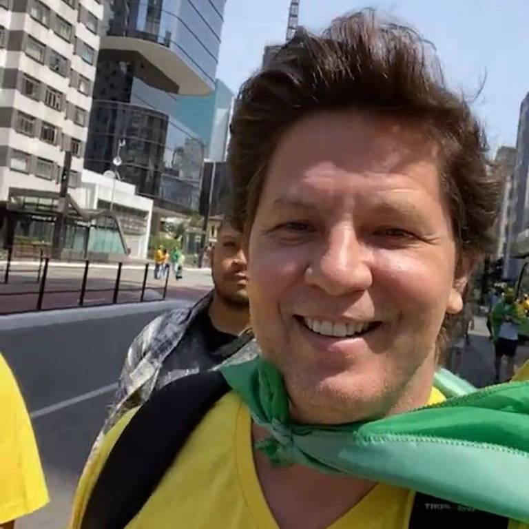 O secretário de Cultura do governo Bolsonaro, Mario Frias, em manifestação no dia 7 de setembro O secretário de Cultura do governo Bolsonaro, Mario Frias, em manifestação no dia 7 de setembro