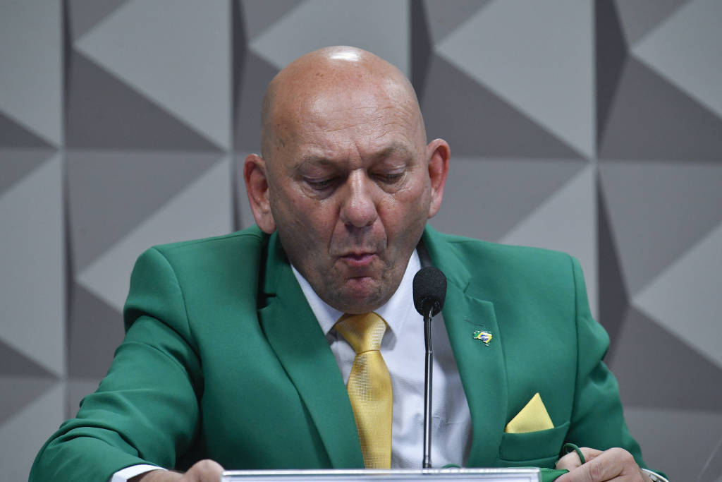 Luciano Hang durante o depoimento na CPI da Covid, nesta quarta (29)