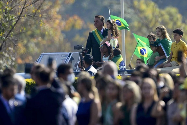 O presidente Jair Bolsonaro participa de cerimônia comemorativa do 7 de Setembro, no Palácio da Alvorada