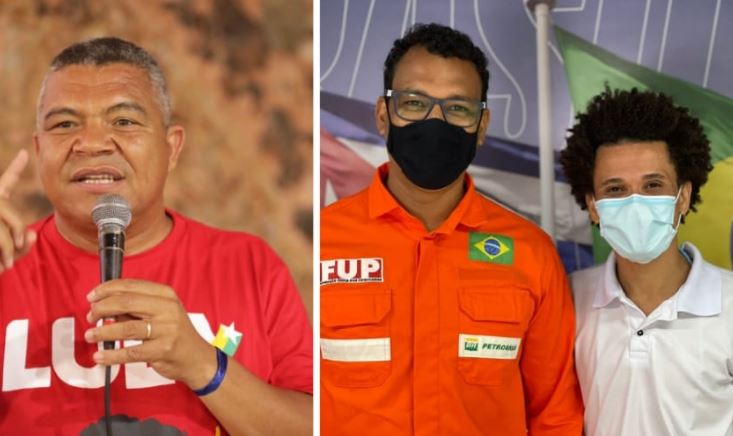 Deputado Valmir Assunção, o petroleiro Jairo Batista e Josimar Ferreira, da APLB