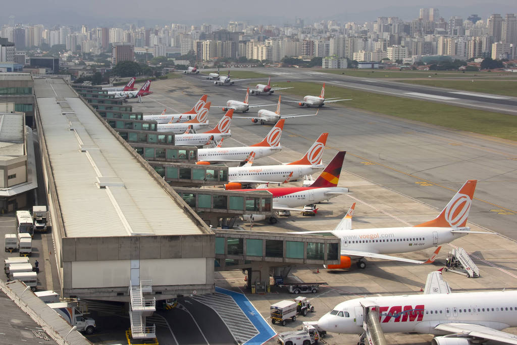 Aviões no aeroporto de Congonhas, em São Paulo Aviões no aeroporto de Congonhas, em São Paulo