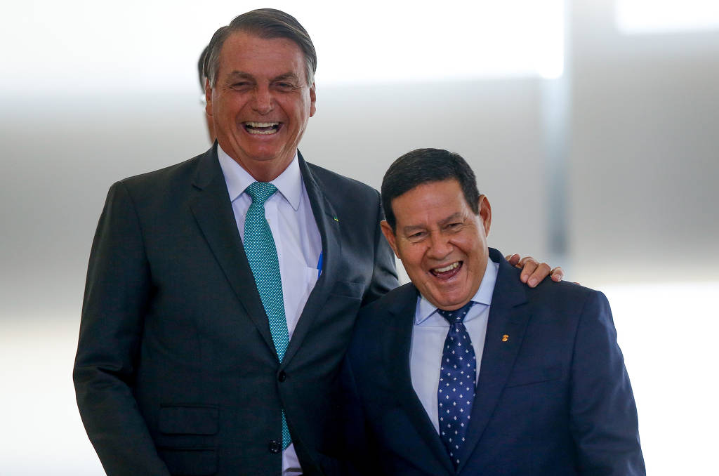 O presidente Jair Bolsonaro e o vice, Hamilton Mourão O presidente Jair Bolsonaro e o vice, Hamilton Mourão