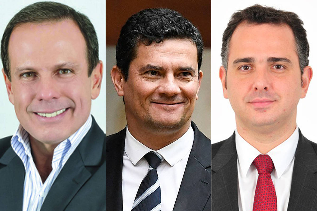 Os presidenciáveis João Doria (PSDB), Sergio Moro (Podemos) e Rodrigo Pacheco (PSD) Os presidenciáveis João Doria (PSDB), Sergio Moro (Podemos) e Rodrigo Pacheco (PSD)