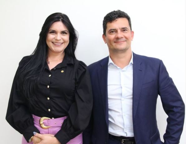 Deputada federal Dayane Pimentel (PSL) e o ex-ministro Sérgio Moro (Podemos)