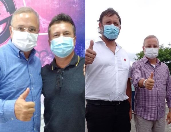 Fábio Vilas-Boas e os vice-prefeitos de Teixeira de Freitas, Yuri Fernandes, e do Prado, Carlão da Saude