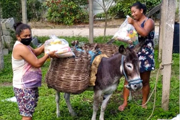 Entrega de kits de alimentos em Mucuri